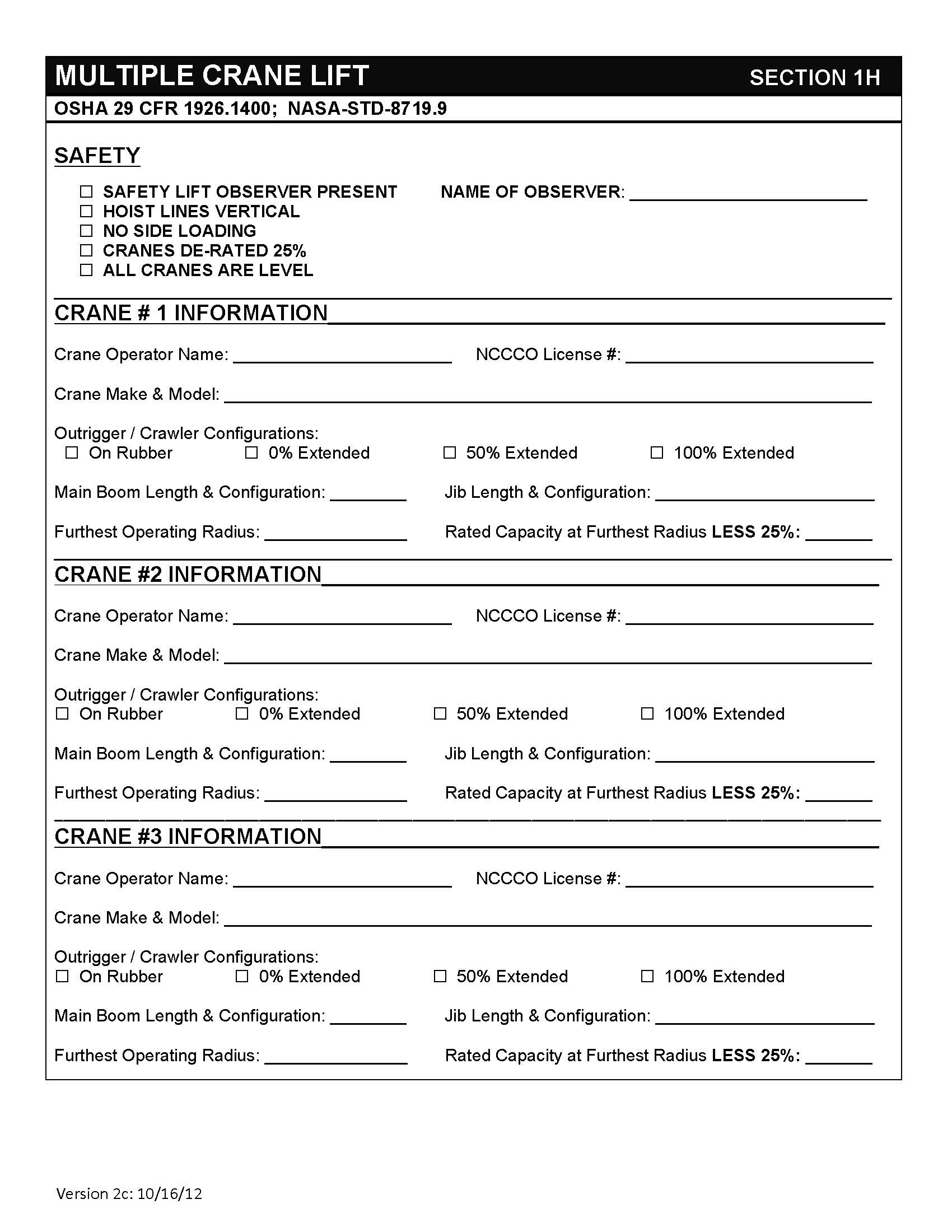 crane lift plan template osha